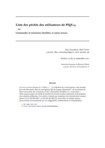 Liste des pÃ©chÃ©s des utilisateurs de LaTeX 2e ou ... - CTAN