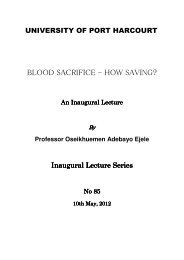 BLOOD SACRIFICE - HOW SAVING? - University of Port Harcourt