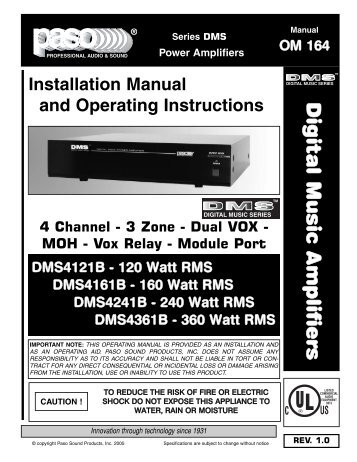 OM164 Master Document.qxd - Paso Sound Products