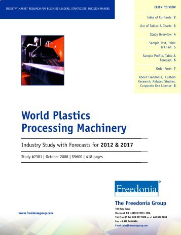 World Plastics Processing Machinery - The Freedonia Group