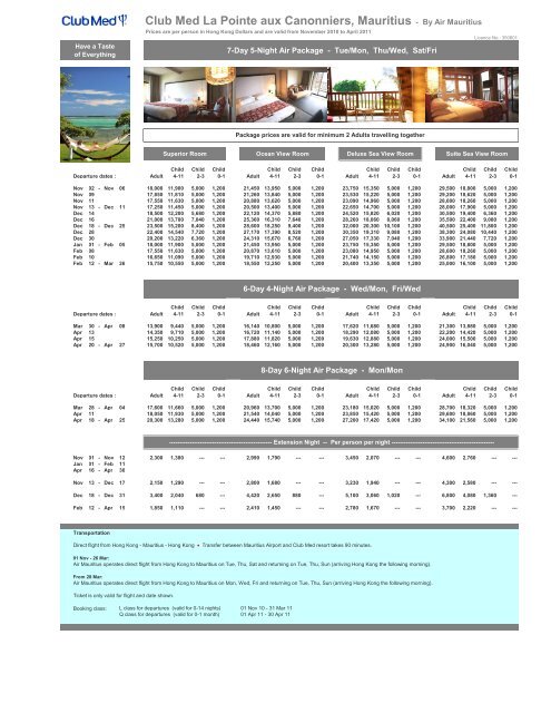 La Pointe aux Canonniers AP-W11-Price List-21 Mar - Activate