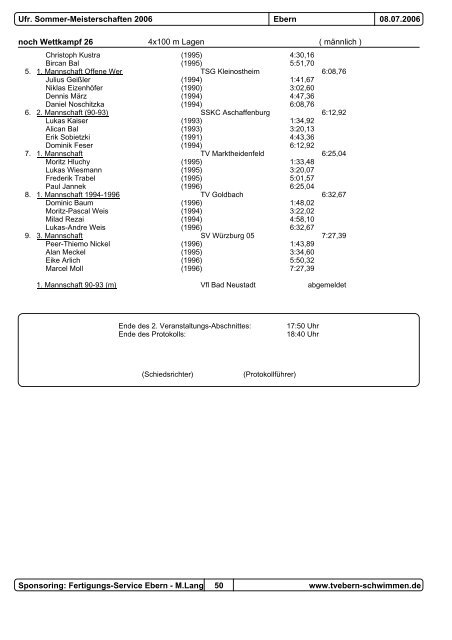 Wettkampf 1 - Tvebern-schwimmen.de