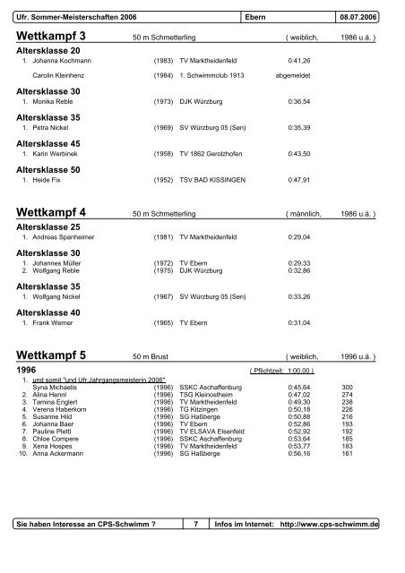 Wettkampf 1 - Tvebern-schwimmen.de