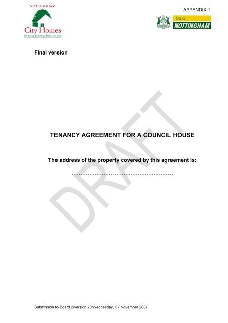 Item 15 Appendix 1 Tenancy agreement - Nottingham City Homes