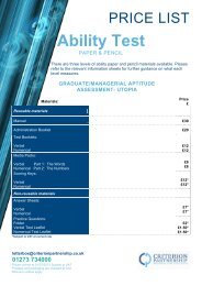 Ability test paper and pencil price list - Criterion Partnership