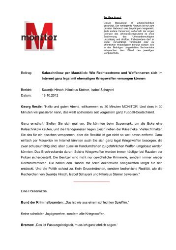 Sendungsbeitrag als PDF, 76 kB - WDR.de