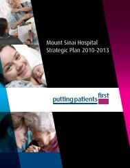 Mount Sinai Hospital Strategic Plan 2010-2013