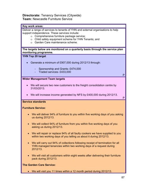 YHN Delivery Plan 2012-13 - Your Homes Newcastle