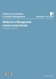 Medicine in Management: Lessons across Europe - Centre for ...