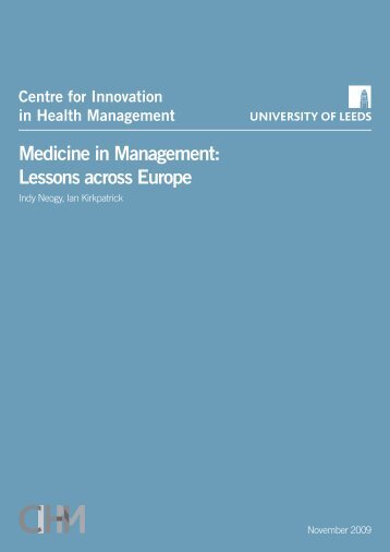 Medicine in Management: Lessons across Europe - Centre for ...