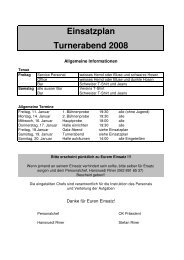 Einsatzplan Turnerabend 2008 - STV Schafisheim