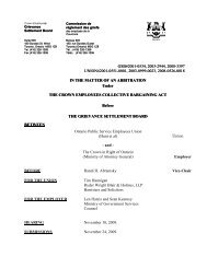 2009 - OPSEU (Hunt et al) and Ministry of Attorney General, GSB ...