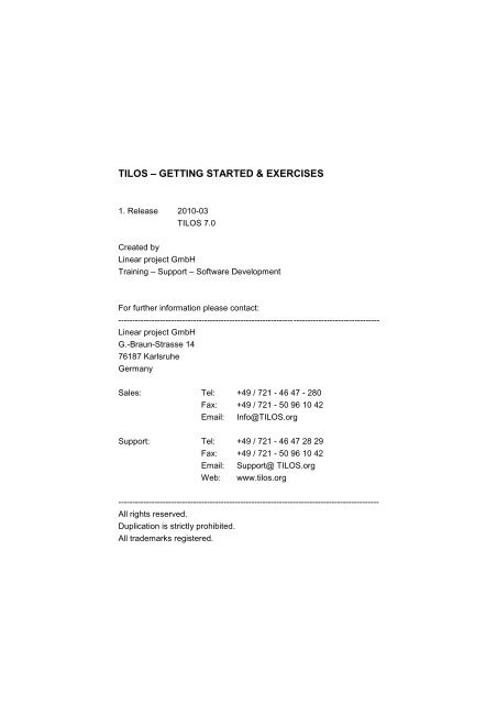 Linear Programming Software Tilos Getting started with Tilos7.pdf - Linear project GmbH