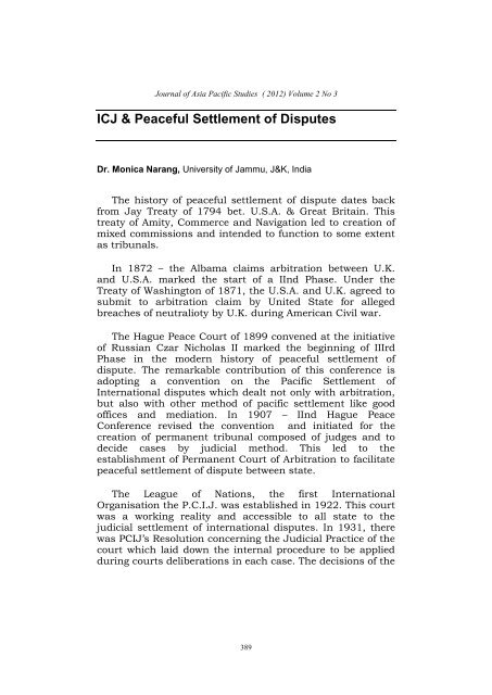 ICJ & Peaceful Settlement of Disputes