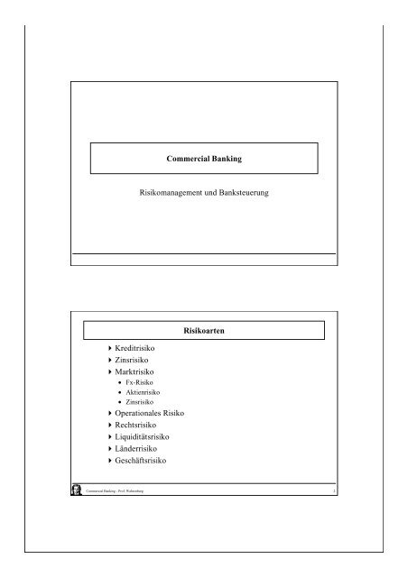 Commercial Banking Risikomanagement und Banksteuerung ...