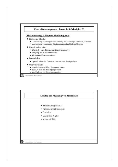 Commercial Banking Risikomanagement und Banksteuerung ...