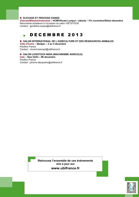 Agenda Agrotech AgroÃ©quipements Ubifrance 2013 - Axema