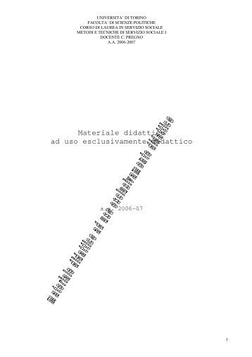 Materiale didattico ad uso esclusivamente didattico - CittÃ  Studi