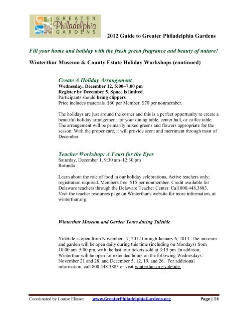 Holiday Green Sales & Workshops - Greater Philadelphia Gardens