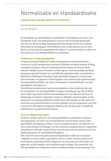 Normalisatie en standaardisatie - Forum Standaardisatie