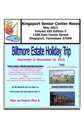 May 2013 newsletter.pub - City of Kingsport Tennessee Senior Center