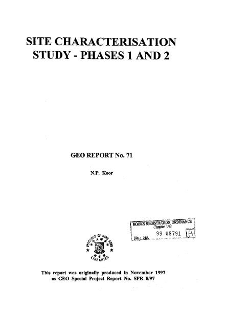 site characterisation study - phases 1 and 2 - HKU Libraries - The ...