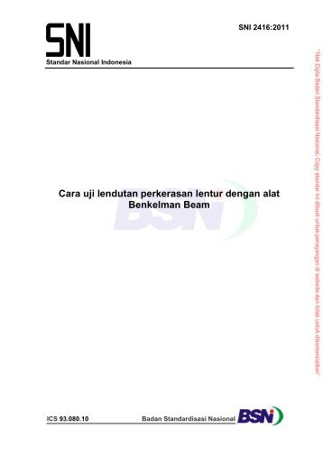 Cara uji lendutan perkerasan lentur dengan alat Benkelman Beam