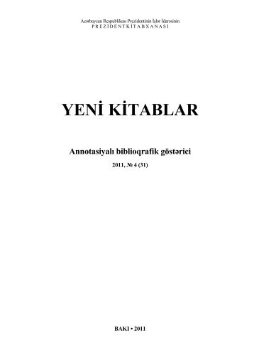 YENÄ° KÄ°TABLAR AnnotasiyalÄ± biblioqrafik gÃ¶stÉrici - Prezident ...