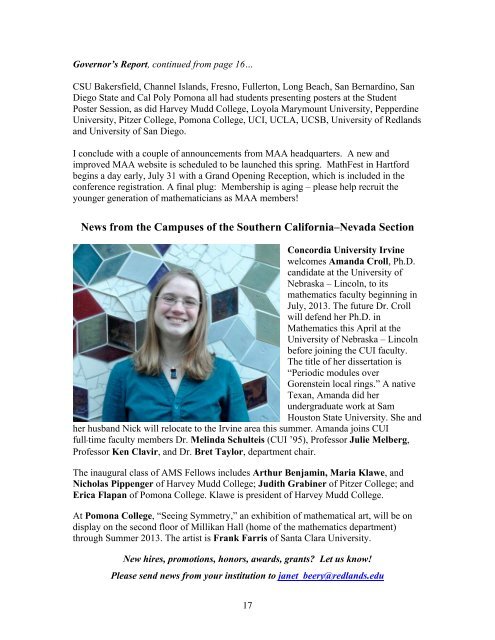 Spring 2013 Newsletter (pdf) - MAA Sections - Mathematical ...