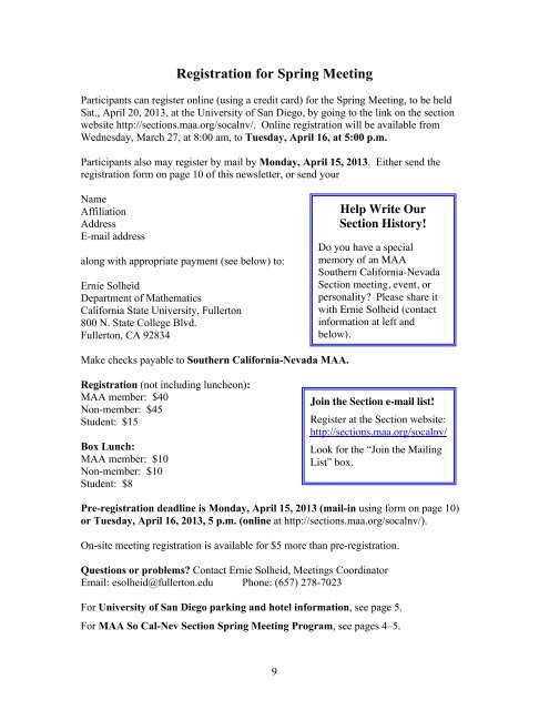 Spring 2013 Newsletter (pdf) - MAA Sections - Mathematical ...