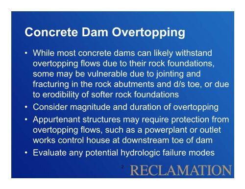 Overview - Overtopping Protection for Concrete Dams