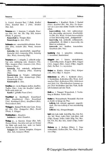 Plattdeutsches Wörterbuch des kurkölnischen Sauerlandes