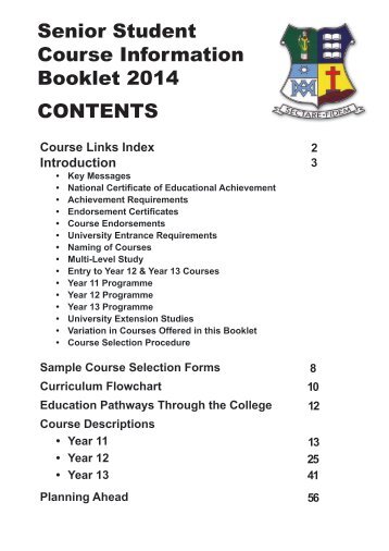 Senior Student Course Information Booklet 2014 CONTENTS
