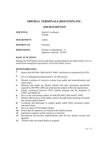 template-job description - Odfjell