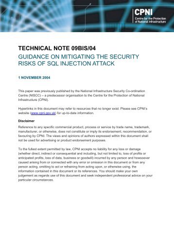 Technical Note 09/04 - CPNI