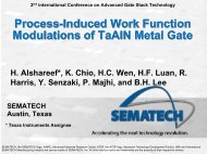 TaAlN Metal Gate Evaluation - Sematech