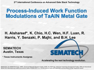 TaAlN Metal Gate Evaluation - Sematech