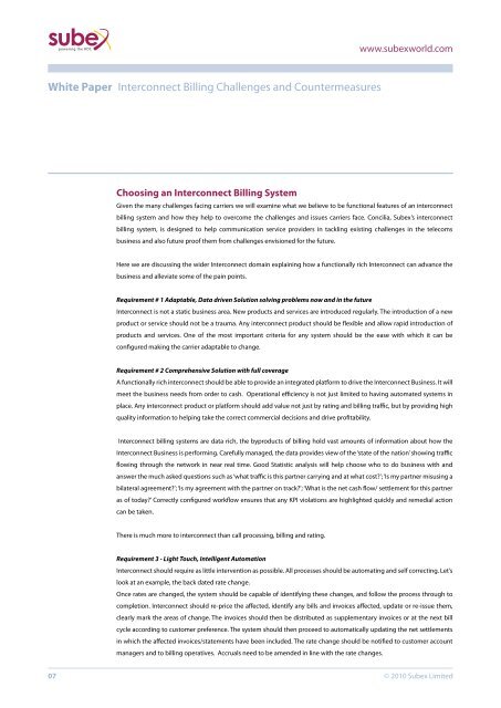 Interconnect Billing Challenges and Countermeasures - Subex