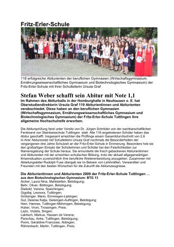 Fritz-Erler-Schule Stefan Weber schafft sein Abitur mit Note 1,1