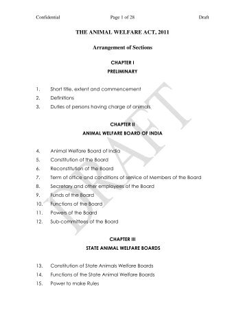 Draft Animal Welfare Act, 2011 - Animal Welfare Board of India