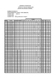 centre for distance learning examination results session/semester