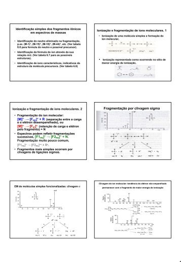 PE]+ + N. FragmentaÃ§Ã£o por clivagem sigma