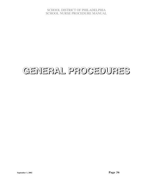 School Nurse Procedure Manual - The School District of Philadelphia