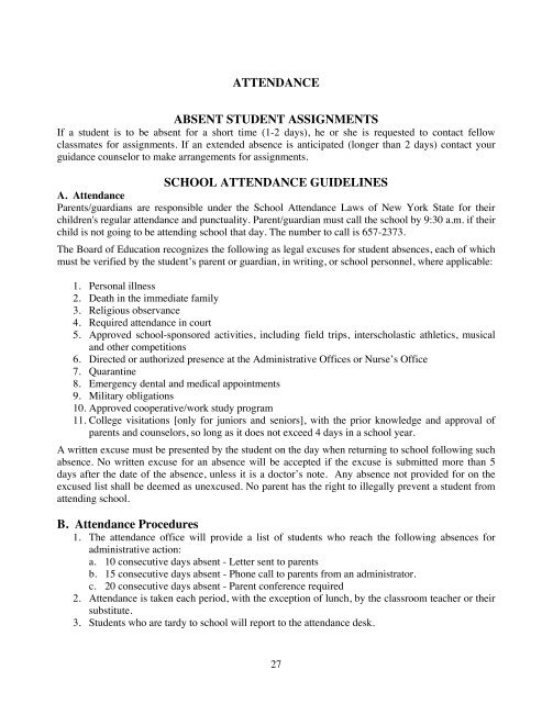 Student/Parent Handbook - Onteora Central School District