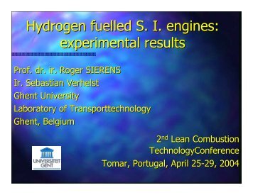 Hydrogen fuelled S. I. engines: experimental results