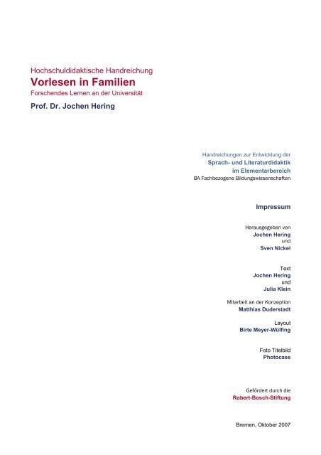 Vorlesen in Familien - elementargermanistik.uni-bremen.de ...