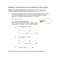 Worksheet 8 - Partial Pressures and the Kinetic Molecular Theory of ...