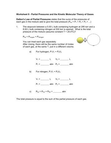 Worksheet 8 - Partial Pressures and the Kinetic Molecular Theory of ...