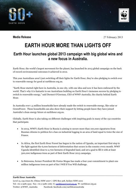 Earth Hour more than lights off (PDF) - wwf - Australia