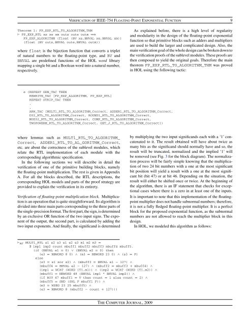 Verifying a Synthesized Implementation of IEEE-754 Floating-Point ...